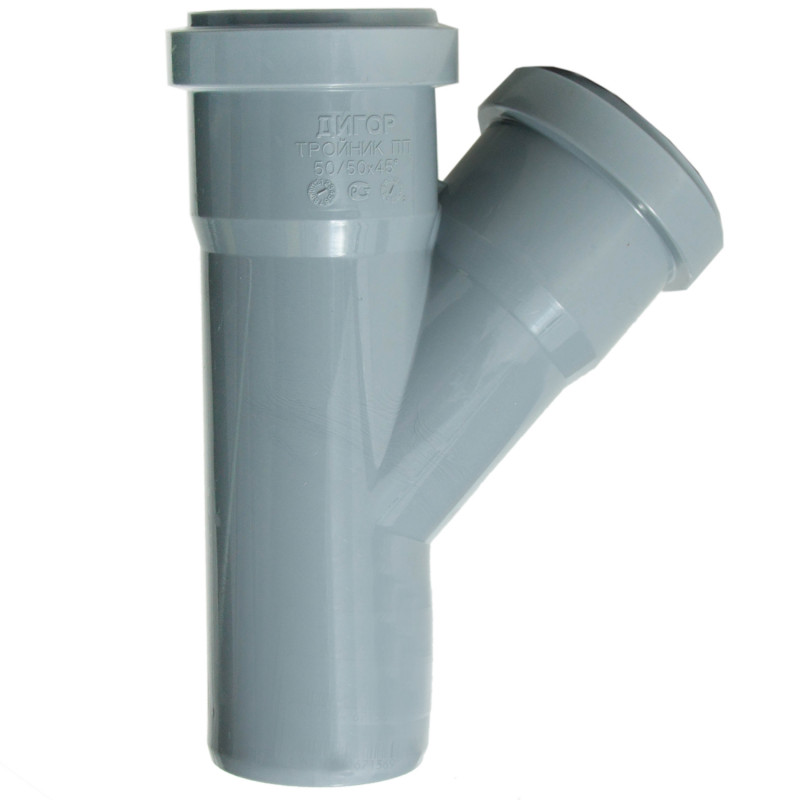 Купить тройник d 50х50 (45*) пвх серый  в интернет-магазине "Корд".